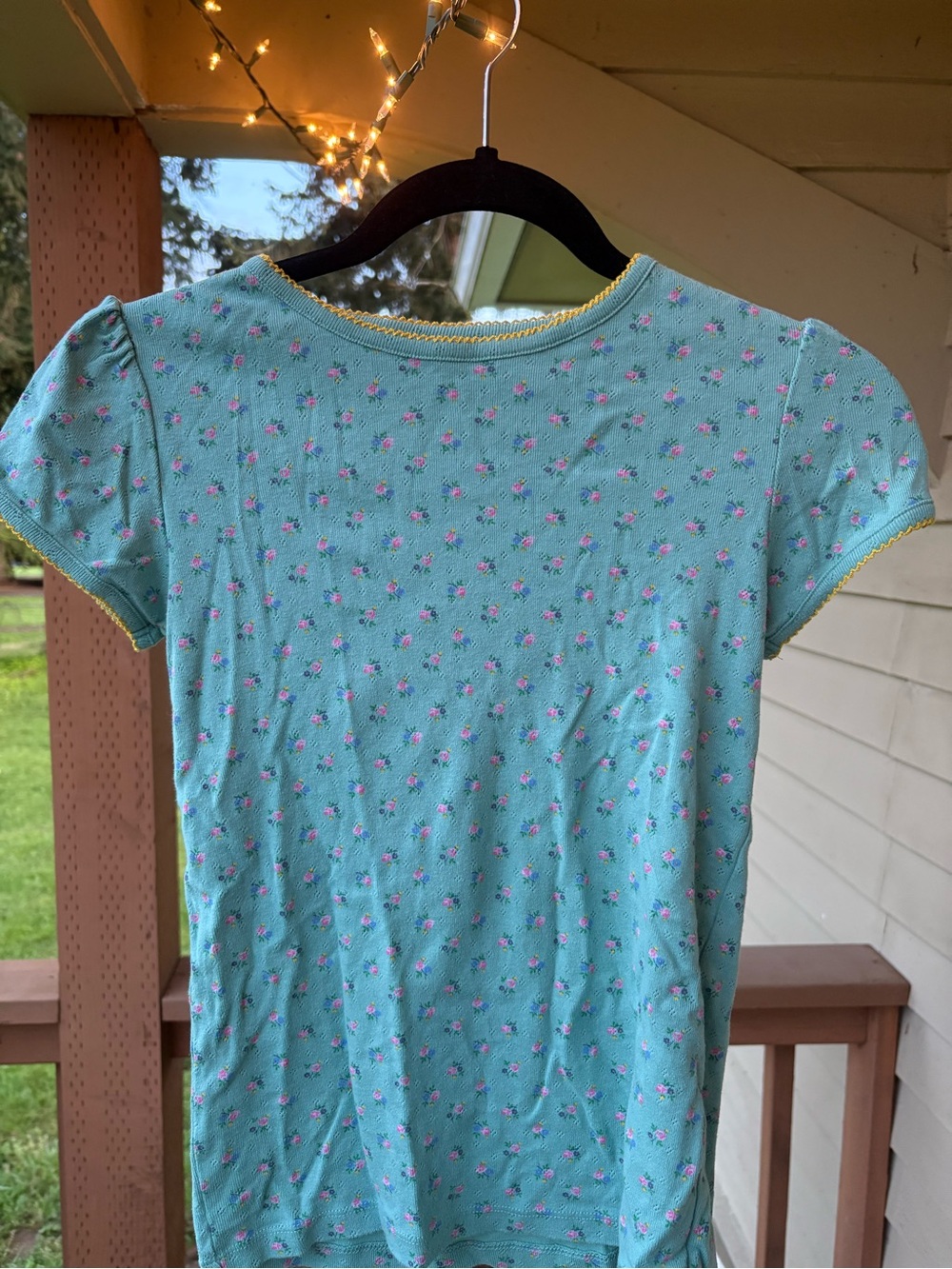 Mini Boden Kids Short Sleeve Blue Floral Tee